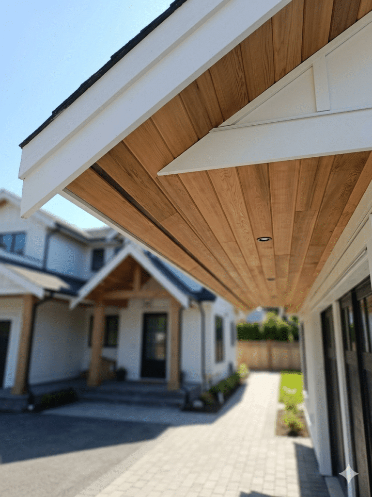 Side of a House showing clean wood soffits with proper ventilation