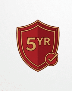 badge icon that shows 5 year installation warranty