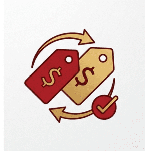 Icon showing $ sings and rotations to show price match